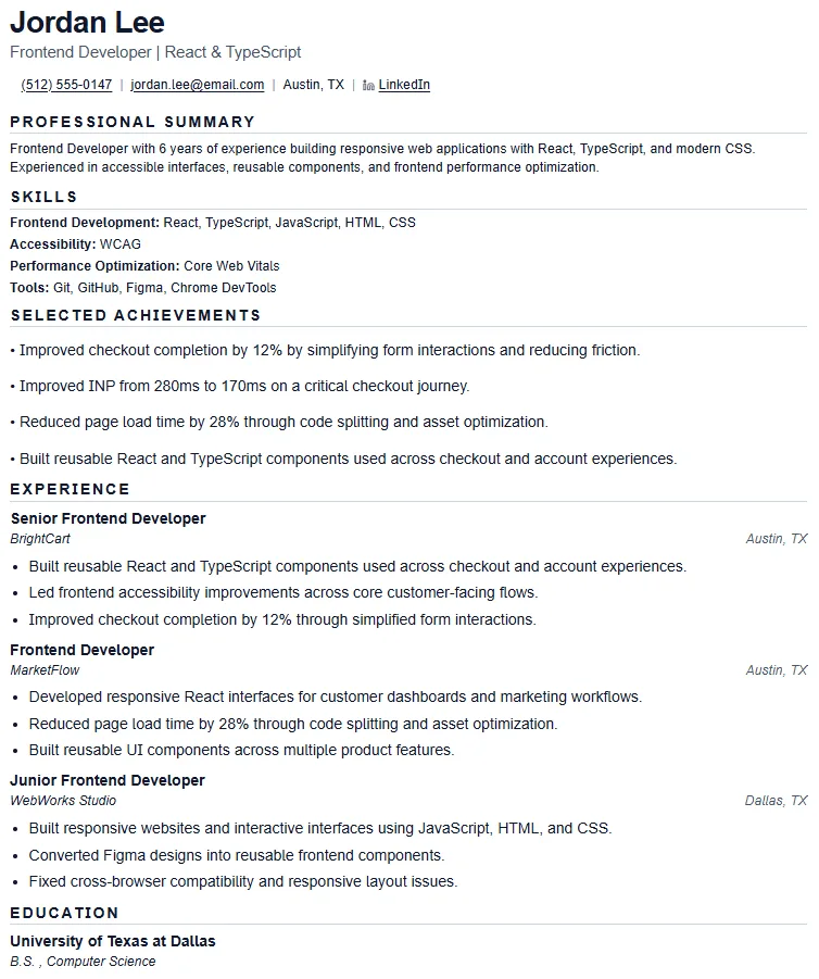 Combination resume sample